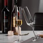 NVRA Italian Premium Long Stem Champagne Glasses Set of 6 | 250 ML Crystal Clear Glass for White or Red Wine Brandy Burgundy Cocktail Party | Best Gift, Transparent Unique Tableware