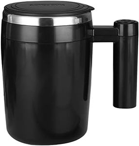 SDYGDB 380ml Self Stirring Mug Rechargeable Auto Magnetic Coffee Mug with Stir Bar Electric Stainless Steel Self Mixing Coffee Cup Suitable for Home Office Coffee Milk Cocoa Hot Chocolate(Black)