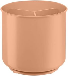 Rotating Extra Large Peach Plastic Utensil Holder Caddy with Sturdy No-Tip Weighted Base, Removable Divider, and Gripped Insert - Dishwasher Safe Kitchen Utensil Holder for Countertop