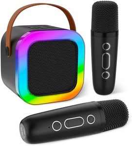 Aplsinvivi Karaoke Machines for Kids Adults, Mini Karaoke Machine with 2 Wireless Microphones, Kids Toys Birthday Gifts for Girls Ages 6, 7, 8, 9, 10, 12 +Year Old Family Home Party(Black)