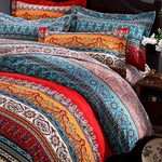 FADFAY Boho Duvet Cover Set 100% Brushed Cotton Colorful Stripe Exotic Style Bohemian Bedding Set Soft and Warm Bedding with Hidden Zipper Closure, 3 Pieces King/California King