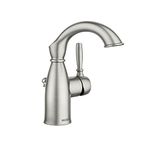 Moen 84144SRN Sarona One Handle Single Hole Rustic Farmhouse Bathroom Sink Faucet with Optional Deckplate, Spot Resist Brushed Nickel