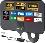 TV Aerial Indoor 250+ Miles Long Range, 4K Digital TV Aerial for Freeview TV,TV Antenna with Signal Booster and 5M Cable -for Local Channels