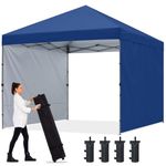 ABCCANOPY Outdoor Easy Pop up Canopy Tent with 2 Sun Wall 10x10, Navy Blue