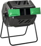 Outsunny 43 Gallon (160L) Tumbling Compost Bin Outdoor Dual Chamber 360° Rotating Composter with Sliding Doors, Solid Steel Frame and Gloves, Green