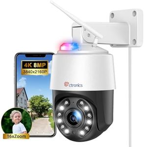 Ctronics 4K 8MP 16X Zoom Optique Caméra Surveillance WiFi Extérieure avec Auto Balayage/Suivi/Zoom, 2.4/5Ghz WiFi IP PTZ Camera Détection Humains/Véhicules/Animaux, 60M Vision de Nuit, TF/Cloud, IP66