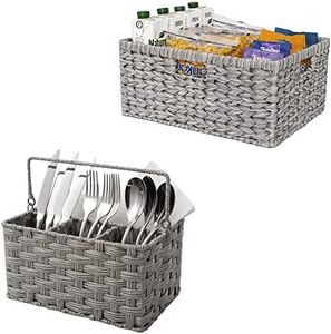 GRANNY SAYS Bundle of 1-Pack Kitchen Utensil Organizer & 2-Pack Large Wicker Shelf Baskets