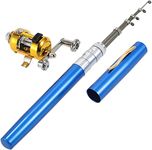 TREEVY Pen Fishing Rod Reel Combo Set Telescopic Pocket Fishing Rod Pole + Reel Aluminum Alloy Fishing Line Soft Lures Golden Golden