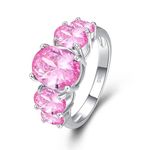 Psiroy Women's 925 Sterling Silver 3ct Created Pink Topaz Filled Ring Band