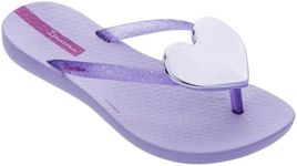 Ipanema Wave Heart Kids Flip Flops - Stylish and Comfortable Summer Sandals with Non-Slip Sole for Active Play, Lilac and Glitter Lilac, Size 13-1