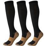 Zuimei 3 Pairs Copper Compression Socks For Men Women 20-30 Mmhg Knee High Medical Compression Stockings For Nursing Pregnancy Flight Sports Travel