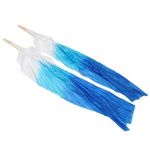 Classical Dance Folding Fan, Long Dance Fan, 1 Pair Soft and 16 Sturdy Bones for Performance (Lake Blue and Royal Blue)