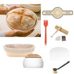 JETAINE Bread Proofing Basket Starter Kit Sourdough, Banneton Proving Basket Bread Baking Supplies, 10 Inch Oval & 9 Inch Round Bread Basket with Silicone Bread Sling,Brush,Dough Scraper,Bread Lame