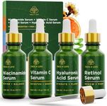 Tree of Life Beauty Facial Skin Care Set, Brightening, Firming, Hydrating, Dry Face, Dermatologist Tested - Niacinamide + Vitamin C + Retinol + Hyaluronic Acid Serum - 4 count of 1 Fl Oz