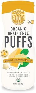 Serenity Kids 6+ Month Grain-Free Toddler & Baby Puffs - No Sugar, Gluten & Rice - BPA & Allergen-Free - With Organic Cassava, Veggies & Herbs, White Cheddar & Cauliflower - 6 Count