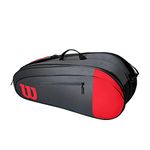 Wilson Team 6 Pack Tennis Racquet Kit Bag, Red/Gray