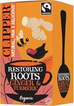 Clipper Organic Restoring Roots Ginger & Turmeric Tea Bags | 20 Tea Infusions in Envelopes | Caffeine Free Teabags | Fairtrade Herbal Tea Bags | Natural, Unbleached Plant-Based & Biodegradable Sachets