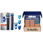 The All-Purpose Gillette Styler: Beard Trimmer, Razor & Edger & Men's Razor Blade Refills, 10 Fusion 5 Cartridges, 2 ProGlide Cartridges, Blue,Orange,Green, 1 Count (Pack of 12)