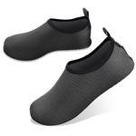 JOTO Water Shoes for Women Men Kids, Barefoot Quick-Dry Aqua Water Socks Slip-on Swim Beach Shoes for Snorkeling Surfing Kayaking Beach Walking Yoga -Black Twill