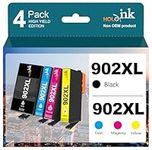 902XL Ink Cartridges Combo Pack Compatible for HP 902 XL Ink Cartridges for HP Officejet Pro 6978 6960 6962 6968 6954 6958 6950 6951 6970 Printers (Black, Cyan, Magenta, Yellow, 4 Pack)