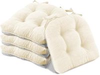 Basic Beyond Chair Cushions for Dining Chairs 4 Pack, Memory Foam Chair Cushion with Ties and Non Slip Backing, 15.5 x 15.5 Inches Tufted Chair Pads for Dining Chairs(Beige)