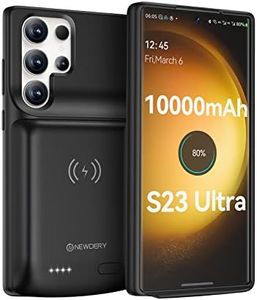 NEWDERY Galaxy S23 Ultra Battery Case 10000mAh, Qi Wireless Charging, Fast Charging, Sync Data Supported, Powerful Portable Rechargeable Charger Case for Samsung S23 Ultra 5G 6.8"(2023 Release) Black