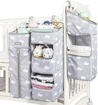 Orzbow 3-in-1 Hanging Diaper Organization Storage for Baby Essentials | Nursery Organizer and Baby Diaper Caddy | Hang on Crib, Changing Table or Wall (Gray)