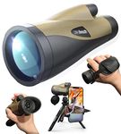 12x62 Monocular Telescope with Smartphone Adapter and Upgraded Tripod, HD Handheld Telescope - High Powered Monocular Scope for Adults - Birdwatching - Gifts for Men Him Dad Husband Boyfriend (Brown)