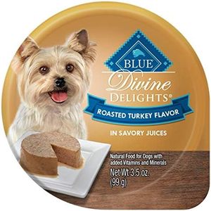 Blue Buffalo Delights Natural Adult Small Breed Wet Dog Food Cups, Pate Style, Roasted Turkey Flavor in Savory Juice 3.5-oz (Pack of 12)