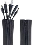 Zipper Cable Sleeve by Wrap-It Storage - 36" x 4" (2-Pack) Black - Cord Organizer and Cable Protector for Desk, Computer, TV Cord Management to Hide and Cover Wire and Extension Cables