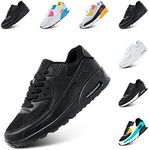 Mens Trainers Ladies Womens Running Shoes Gym Athletic Sports Jogging Sneakers Lightweight Cushioned Shock Absorbing Breathable Fashion Black Size 7.5 UK