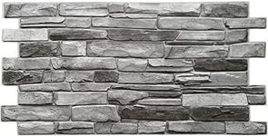 Grace Baltic - 3D Wall Panels for Interior Wall Decor Non-Adhesive Thin and Elastic PVC Faux Slate Silver Stone 10 Pack (53 sq ft) Wall Covering Panels for Home and Office – Size (38.6 x 19.6) in…