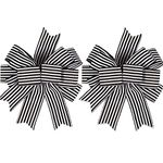 2 Pack Black White Stripe Bows for Wreaths,12”x9.4”Black and White Christmas Decorations Bow for Gift Wrapping Tree Topper Wedding Holiday Birthday Party Wall Home Front Door