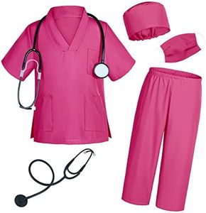 TOGROP Doctor costume for kids scrubs pants with accessories set toddler children cosplay 5T-6T rose