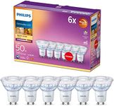 PHILIPS WarmGlow 6 Pack Dimmable [GU10 Spot] LED Light Bulbs, 3.8 W - 50W Equivalent, 2700-2200K. for Relaxed Home Lighting