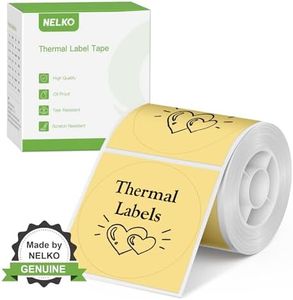 Etichette termiche per etichettatrice Nelko PM220, etichette termiche rotonde da 50 mm, impermeabili, multiuso, 1 rotolo da 150 carta termica autoadesiva (giallo)