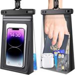 [Zip Lock] 2 Pack 9" Waterproof Phone Pouch Floating, Holiday Essentials Accessories Cell Phone Big Dry Bag for iPhone 15 14 13 12 11 Plus Pro Max Samsung S20-S24 Ultra, Case for Swimming Vacation