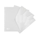 Agoer 10 Packs Document Wallets A4,Clear Plastic Wallets A4,Envelopes Wallets Folders with Pocket,Hook and Loop Closure,11 Hole Ring Binder Punched Plastic Folder for School Office Homework Travel