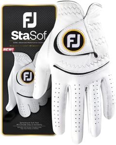 FootJoy Men's StaSof Golf Glove, White, Medium/Large, Worn on Left Hand