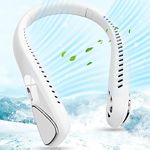 XIUREI Neck Fan, Portable Neck Fan Rechargeable 5000 mAh, USB-C Powered with 3 Speeds, Personal Fan Bladeless Neck Fan Great For Women Men Kids Home Office Travel Sports Outdoor-White