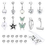 BESTEEL 10Pcs 14G Belly Button Rings Belly Rings for Women Belly Button Piercing CZ Opal Navel Rings Belly Piercings Jewelry Belly Barbells Stainless Steel Body Jewelry