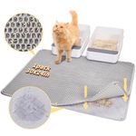 Fostanfly Large Urineproof Cat Litter Mat - 76 × 61 cm Double Layer Easy Clean Machine Washable Litter Mat, Waterproof Leakproof Anti-Slip Trapping Mat for Kitty Litter Box and Floor