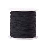 Pandahall 150 Yards Nylon Beading Cord 0.5mm Braided Nylon Thread String Chinese Knotting Cord with Plastic Spool for DIY Craft Jewelry Making (Black)