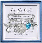 Korotho Something Blue for Bride on Wedding Day Bride Bouquet Charm Bride Pin Wedding Bride Gifts for Her Bridal Shower Gift for Bride from Mom Sister Sixpence Coin Keepsake Gifts for Bride to Be