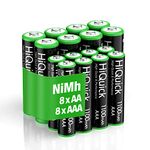 HiQuick 16 x AA AAA Rechargeable Batteries Set 8 x 2800mAh AA Batteries & 8 X 1000mAh AAA Batteries High Capacity Rechargeable Batteries