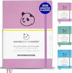 Panda Planner Mental Health Journal – 8.5” x 11" Soft Cloth Hardcover Planner with 3 Bookmarks - 12 Month Undated Self-Care & Wellness Journal with Prompts for Wellbeing & Mood Tracker (Pink)