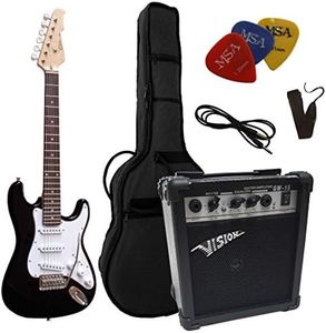 3/4 CHITARRE ELETTRICHE NERO PER JUNIOR - CHITARRA ELETTRICA NERO - LEGNO DI ONTANO MASSICCIO - MSA VISION - PICKUP - TREMOLO - EK303