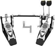 Bass Drum Pedal,Double Bass Drum Pedal Mount Double Chain Drive Foot Percussion Hardware Kick Drum Kit Pedals Step on Hammer Adj. Beater Head Bass Pedal for Drum Set (Double)