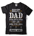 Custom Dad T-Shirt Customizable Father Shirt Change Names Father's Day Shirt - Black - XXXL