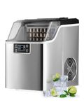 CREWORKS Ice Maker Machine Countertop, Ice Cube Maker Machine with Self-Cleaning,Control Panel, Water-shortage and Ice Full Flash,Ice Scoop&Ice Basket, Ice Machine for Home Office Bar(22KG 48LB /24H)